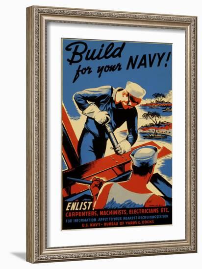 Build for Your Navy-null-Framed Giclee Print