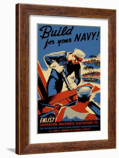 Build for Your Navy-null-Framed Giclee Print