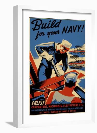 Build for Your Navy-null-Framed Giclee Print