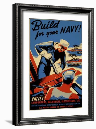 Build for Your Navy-null-Framed Giclee Print