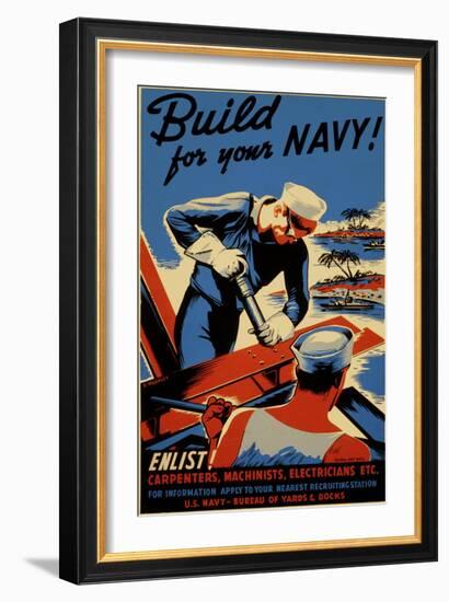 Build for Your Navy-null-Framed Giclee Print