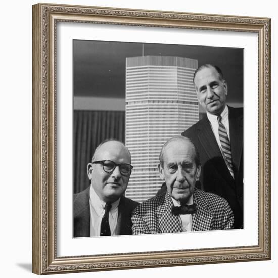 Builder Emory Roth, Erwin Wolfson, and Architect Walter Gropius with Grand Central Building Model-Andreas Feininger-Framed Premium Photographic Print