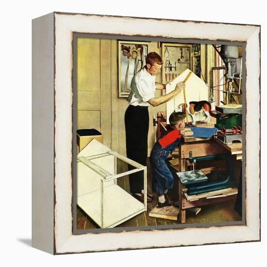 "Building a Doghouse", November 27, 1954-George Hughes-Framed Premier Image Canvas