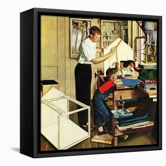 "Building a Doghouse", November 27, 1954-George Hughes-Framed Premier Image Canvas