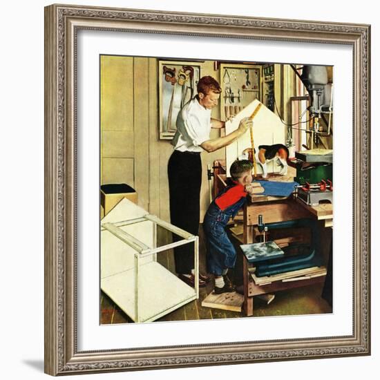 "Building a Doghouse", November 27, 1954-George Hughes-Framed Giclee Print