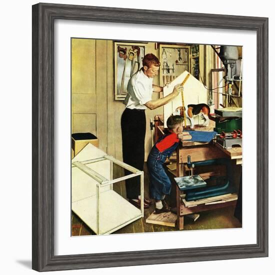 "Building a Doghouse", November 27, 1954-George Hughes-Framed Giclee Print