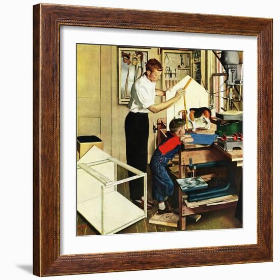 "Building a Doghouse", November 27, 1954-George Hughes-Framed Giclee Print