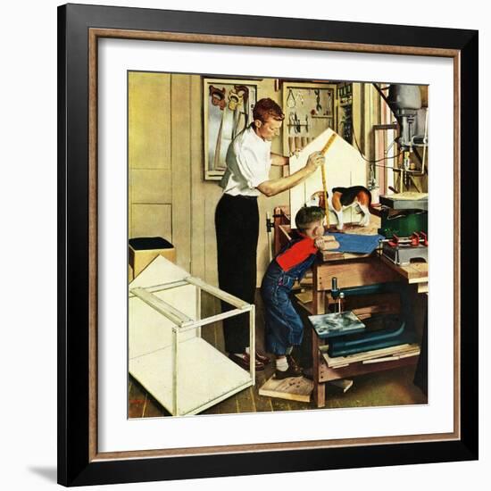 "Building a Doghouse", November 27, 1954-George Hughes-Framed Giclee Print