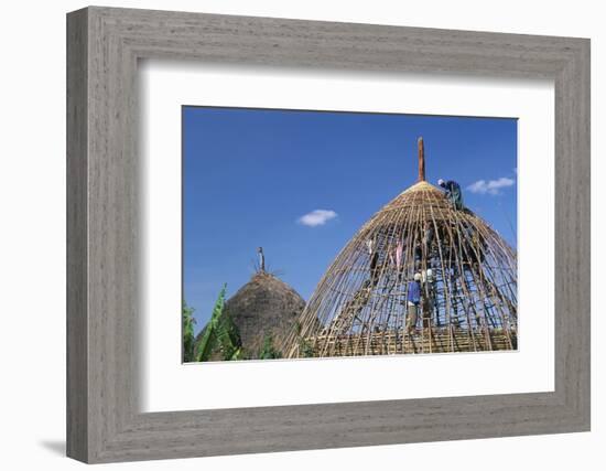 Building a Hut, Gourague Area, Shoa Province, Ethiopia, Africa-Bruno Barbier-Framed Photographic Print