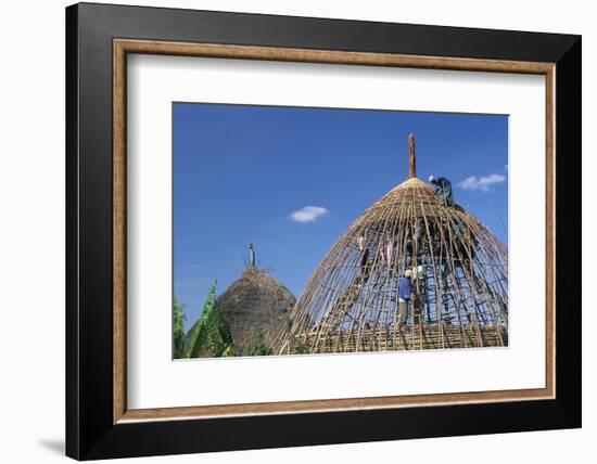 Building a Hut, Gourague Area, Shoa Province, Ethiopia, Africa-Bruno Barbier-Framed Photographic Print