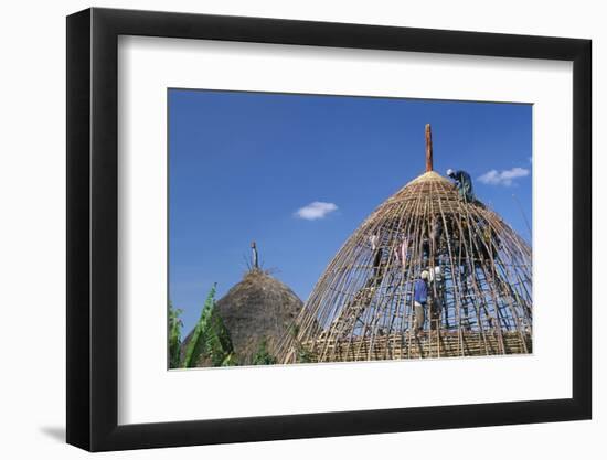 Building a Hut, Gourague Area, Shoa Province, Ethiopia, Africa-Bruno Barbier-Framed Photographic Print