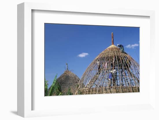 Building a Hut, Gourague Area, Shoa Province, Ethiopia, Africa-Bruno Barbier-Framed Photographic Print