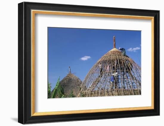 Building a Hut, Gourague Area, Shoa Province, Ethiopia, Africa-Bruno Barbier-Framed Photographic Print