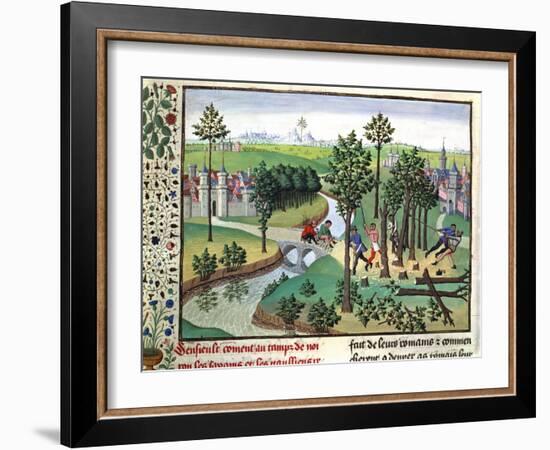 Building a Road, 15th Century-null-Framed Giclee Print