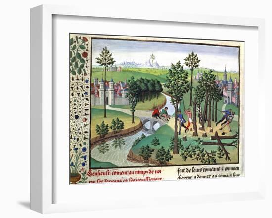 Building a Road, 15th Century-null-Framed Giclee Print