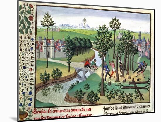 Building a Road, 15th Century-null-Mounted Giclee Print