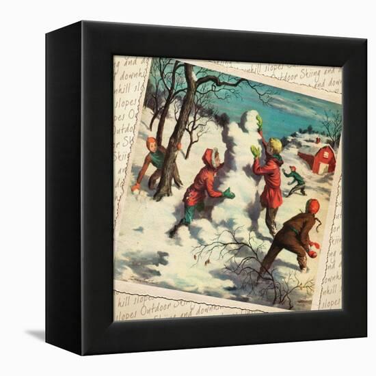 Building a Snowman Montage-null-Framed Premier Image Canvas