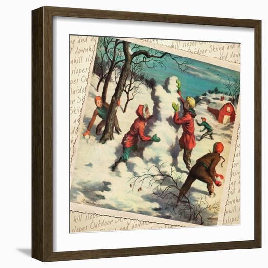 Building a Snowman Montage-null-Framed Giclee Print