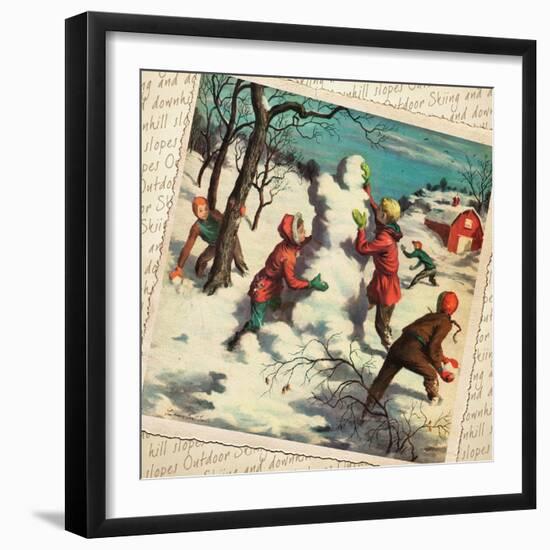 Building a Snowman Montage-null-Framed Giclee Print