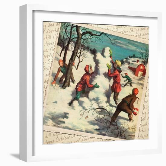 Building a Snowman Montage-null-Framed Giclee Print