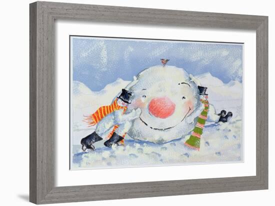 Building a Snowman-David Cooke-Framed Giclee Print