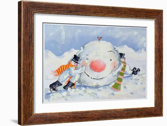 Building a Snowman-David Cooke-Framed Giclee Print