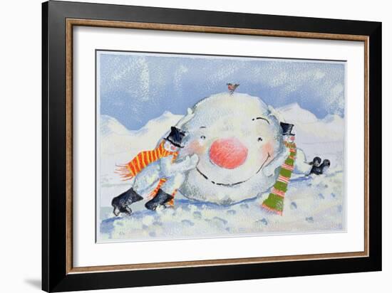 Building a Snowman-David Cooke-Framed Giclee Print