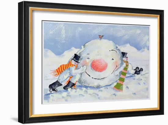 Building a Snowman-David Cooke-Framed Giclee Print