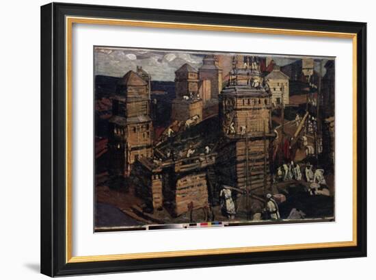 Building a Town (In Ukraine), 1902 (Oil on Canvas)-Nicholas Roerich-Framed Giclee Print