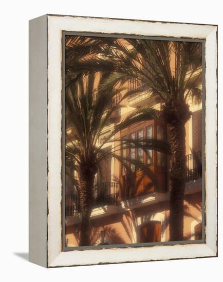 Building and Palms, Eivissa, Ibiza, Balearics, Spain-Walter Bibikow-Framed Premier Image Canvas