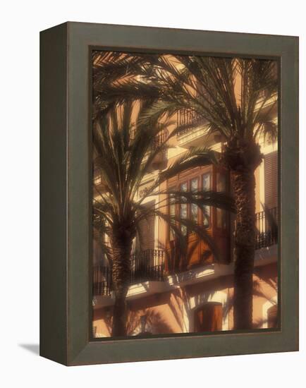 Building and Palms, Eivissa, Ibiza, Balearics, Spain-Walter Bibikow-Framed Premier Image Canvas