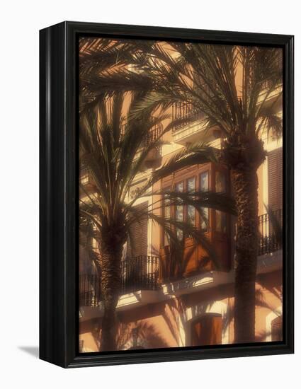 Building and Palms, Eivissa, Ibiza, Balearics, Spain-Walter Bibikow-Framed Premier Image Canvas