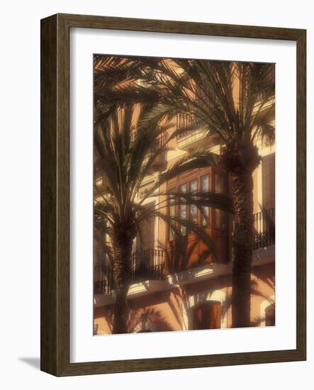 Building and Palms, Eivissa, Ibiza, Balearics, Spain-Walter Bibikow-Framed Photographic Print