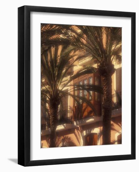 Building and Palms, Eivissa, Ibiza, Balearics, Spain-Walter Bibikow-Framed Photographic Print