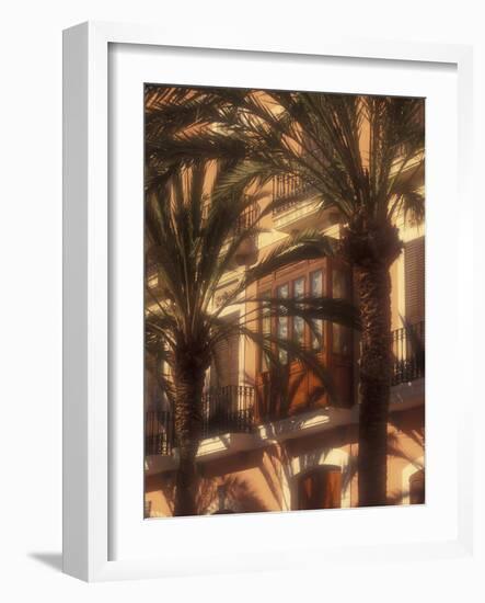 Building and Palms, Eivissa, Ibiza, Balearics, Spain-Walter Bibikow-Framed Photographic Print