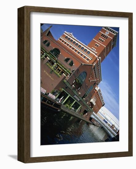 Building Beside the Canal, Brindley Place and Nia, Gas Street Basin, Birmingham, England, UK-Neale Clarke-Framed Photographic Print
