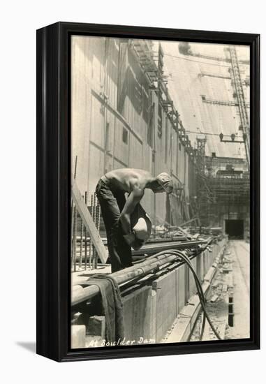 Building Boulder Dam, Nevada-null-Framed Stretched Canvas