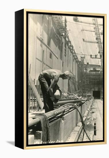 Building Boulder Dam, Nevada-null-Framed Stretched Canvas