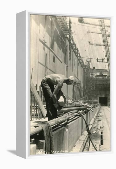 Building Boulder Dam, Nevada-null-Framed Stretched Canvas