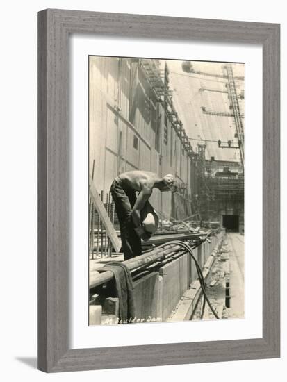 Building Boulder Dam, Nevada-null-Framed Art Print