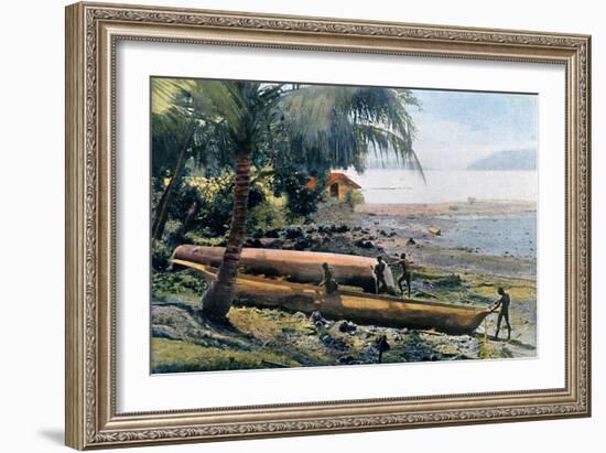 Building Canoes, Andaman and Nicobar Islands, Indian Ocean, C1890-Gillot-Framed Giclee Print