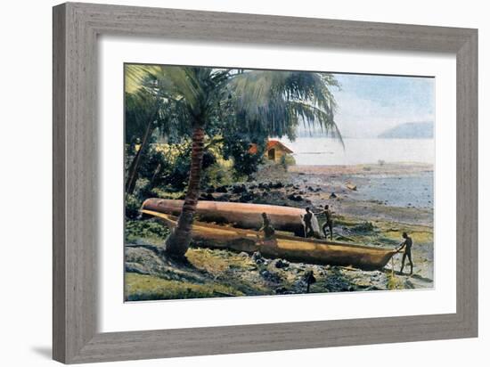 Building Canoes, Andaman and Nicobar Islands, Indian Ocean, C1890-Gillot-Framed Giclee Print