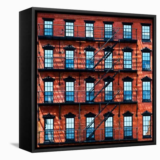 Building Facade in Red Brick, Stairway on Philadelphia Building, Pennsylvania, US, Square-Philippe Hugonnard-Framed Premier Image Canvas