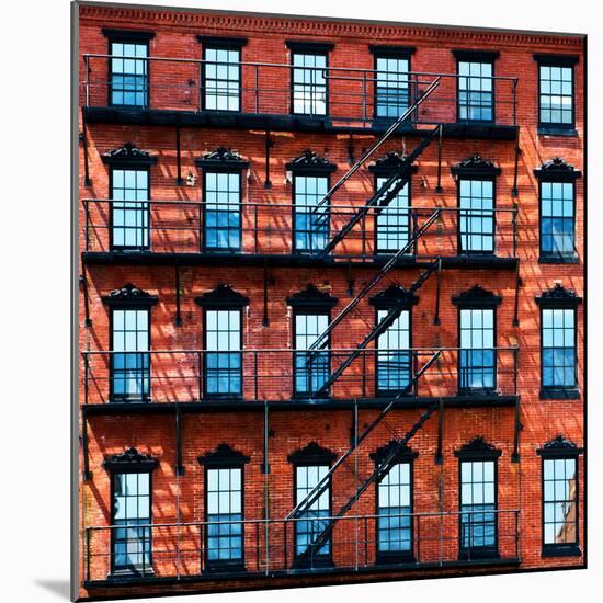 Building Facade in Red Brick, Stairway on Philadelphia Building, Pennsylvania, US, Square-Philippe Hugonnard-Mounted Photographic Print