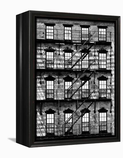 Building Facade in Red Brick, Stairway on Philadelphia Building, Pennsylvania, US-Philippe Hugonnard-Framed Premier Image Canvas