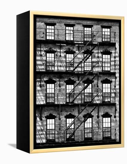 Building Facade in Red Brick, Stairway on Philadelphia Building, Pennsylvania, US-Philippe Hugonnard-Framed Premier Image Canvas