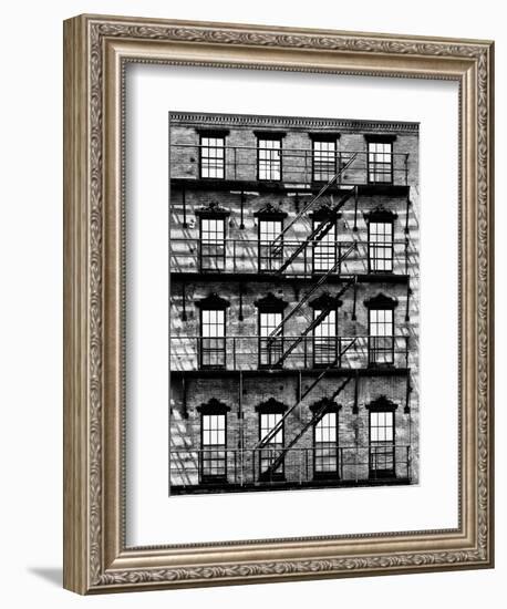 Building Facade in Red Brick, Stairway on Philadelphia Building, Pennsylvania, US-Philippe Hugonnard-Framed Photographic Print