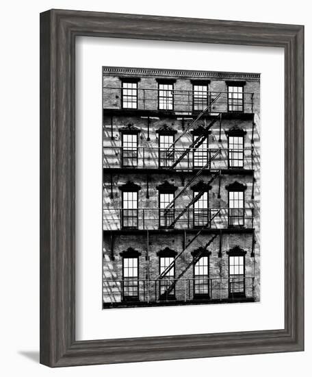 Building Facade in Red Brick, Stairway on Philadelphia Building, Pennsylvania, US-Philippe Hugonnard-Framed Photographic Print