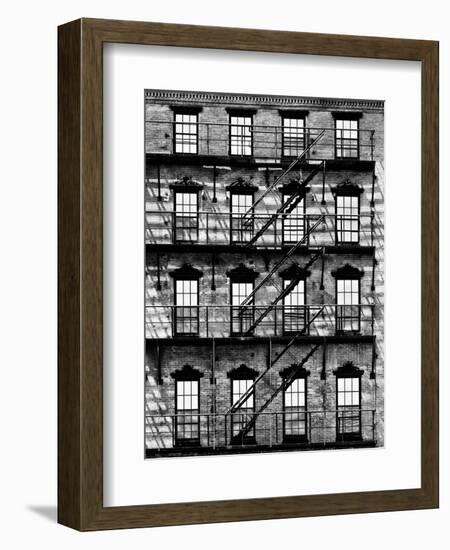 Building Facade in Red Brick, Stairway on Philadelphia Building, Pennsylvania, US-Philippe Hugonnard-Framed Photographic Print