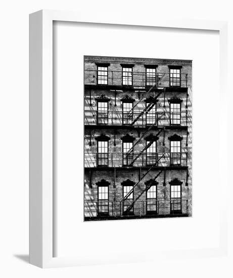 Building Facade in Red Brick, Stairway on Philadelphia Building, Pennsylvania, US-Philippe Hugonnard-Framed Photographic Print